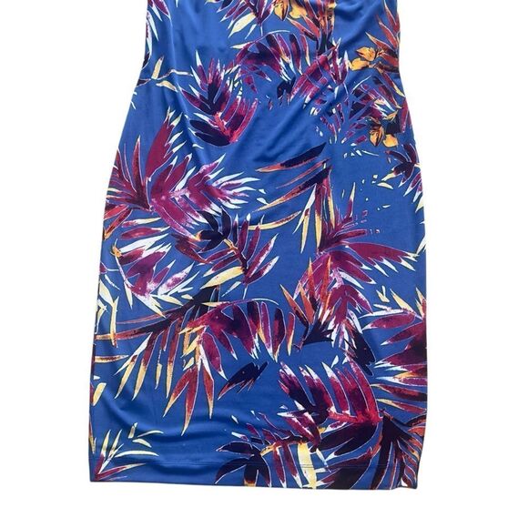Calvin Klein Tropical Blue and Purple Cold Shoulder Dress Size 6 - Picture 6 of 14